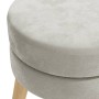 Hocker redondo gris claro terciopelo
