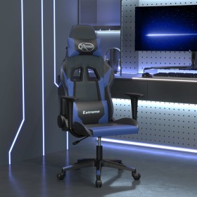 Silla gaming de masaje cuero sintético negro y azul