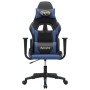 Silla gaming de masaje cuero sintético negro y azul
