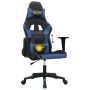 Silla gaming de masaje cuero sintético negro y azul