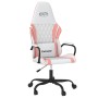 Silla gaming de masaje cuero sintético blanco y rosa