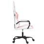Silla gaming de masaje cuero sintético blanco y rosa