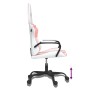 Silla gaming de masaje cuero sintético blanco y rosa