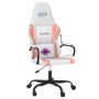 Silla gaming de masaje cuero sintético blanco y rosa