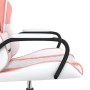 Silla gaming de masaje cuero sintético blanco y rosa