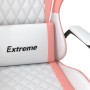 Silla gaming de masaje cuero sintético blanco y rosa