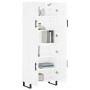 Aparador alto madera contrachapada blanco brillo 69,5x34x180 cm