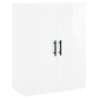 Aparador alto madera contrachapada blanco brillo 69,5x34x180 cm