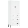 Aparador alto madera contrachapada blanco 69,5x34x180 cm