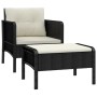Set de muebles de jardín 2 pzas y cojines ratán sintético negro