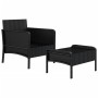 Set de muebles de jardín 2 pzas y cojines ratán sintético negro