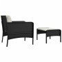 Set de muebles de jardín 2 pzas y cojines ratán sintético negro