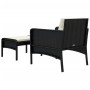 Set de muebles de jardín 2 pzas y cojines ratán sintético negro