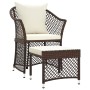 Set muebles de jardín 2 piezas y cojines ratán sintético marrón