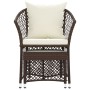 Set muebles de jardín 2 piezas y cojines ratán sintético marrón