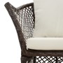 Set muebles de jardín 2 piezas y cojines ratán sintético marrón