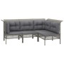 Set de muebles de jardín 4 pzas y cojines ratán sintético gris