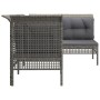 Set de muebles de jardín 4 pzas y cojines ratán sintético gris