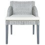 Silla de comedor con cojín ratán natural gris