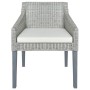 Silla de comedor con cojín ratán natural gris