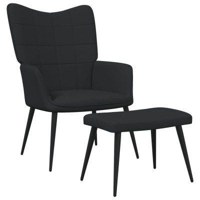 Sillón de relax con reposapiés tela negro