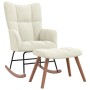 Silla mecedora con reposapiés terciopelo crema