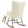 Silla mecedora con reposapiés terciopelo crema