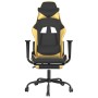 Silla gaming masaje y reposapiés cuero sintético negro dorado
