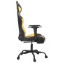 Silla gaming masaje y reposapiés cuero sintético negro dorado
