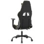 Silla gaming masaje y reposapiés cuero sintético negro dorado