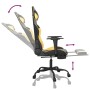 Silla gaming masaje y reposapiés cuero sintético negro dorado