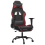 Silla gaming masaje reposapiés cuero sintético negro rojo tinto