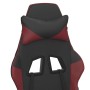 Silla gaming masaje reposapiés cuero sintético negro rojo tinto
