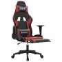 Silla gaming masaje reposapiés cuero sintético negro rojo tinto