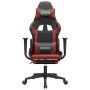 Silla gaming masaje reposapiés cuero sintético negro rojo tinto