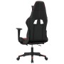 Silla gaming masaje reposapiés cuero sintético negro rojo tinto