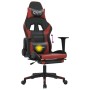 Silla gaming masaje reposapiés cuero sintético negro rojo tinto
