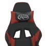 Silla gaming masaje reposapiés cuero sintético negro rojo tinto
