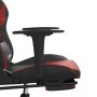 Silla gaming masaje reposapiés cuero sintético negro rojo tinto