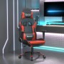 Silla gaming de masaje y reposapiés cuero sintético negro rojo