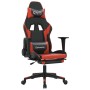 Silla gaming de masaje y reposapiés cuero sintético negro rojo