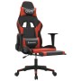 Silla gaming de masaje y reposapiés cuero sintético negro rojo