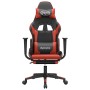 Silla gaming de masaje y reposapiés cuero sintético negro rojo