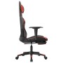 Silla gaming de masaje y reposapiés cuero sintético negro rojo