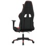 Silla gaming de masaje y reposapiés cuero sintético negro rojo