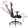 Silla gaming de masaje y reposapiés cuero sintético negro rojo