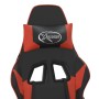 Silla gaming de masaje y reposapiés cuero sintético negro rojo