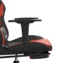 Silla gaming de masaje y reposapiés cuero sintético negro rojo