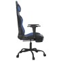 Silla gaming de masaje y reposapiés cuero sintético negro azul