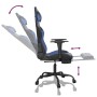 Silla gaming de masaje y reposapiés cuero sintético negro azul